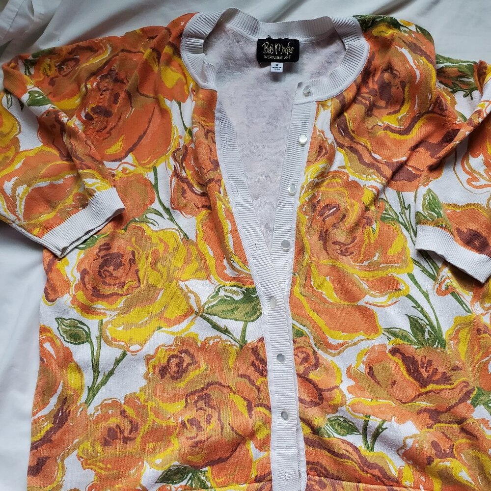 Bob Mackie sz 1X wearable art cardigan - image 1